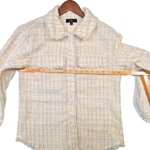 Lulu’s Ivory Tweed Knit Shacket – Size Small – Button Front Jacket - Picture 13 of 13